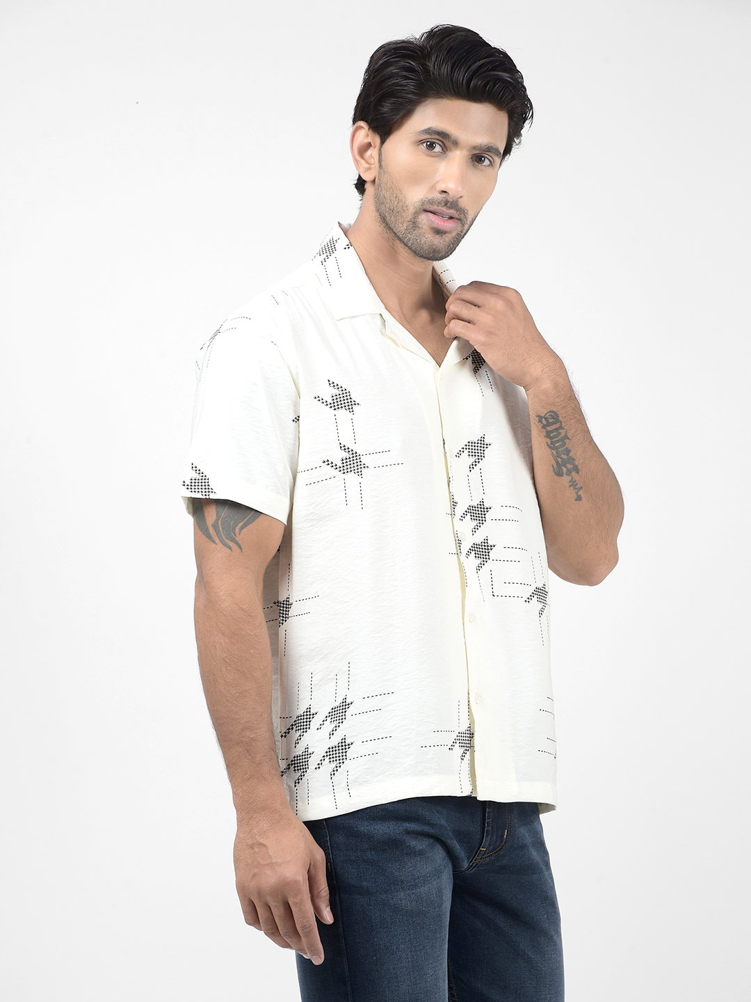 Numero Uno Men Embroidered White Shirt